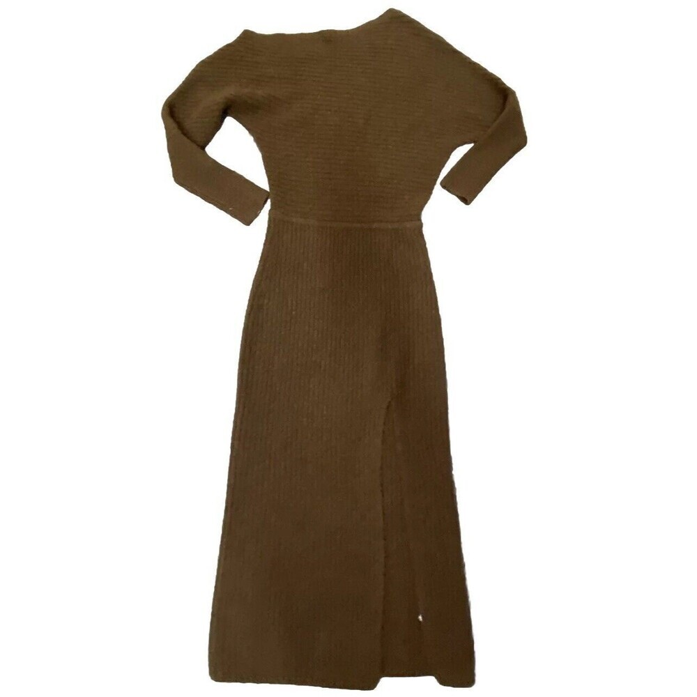 Banana Republic Brown Wool Blend Drop Shoulder Slit Dress Small